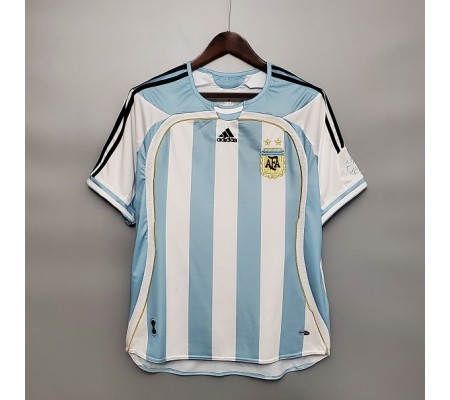 Argentina 2006 World Cup Home White&Blue Soccer Jersey